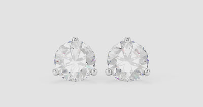 360 video of white round brilliant solitaire diamond studs in 14k white gold 