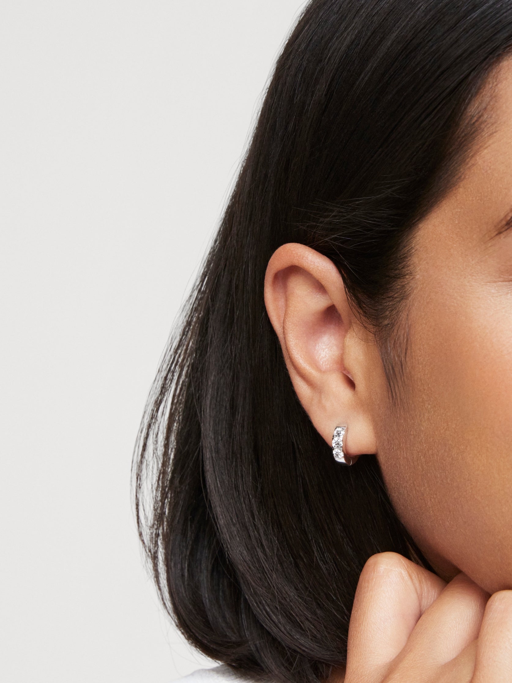 The Pavé Huggie Hoops, Small