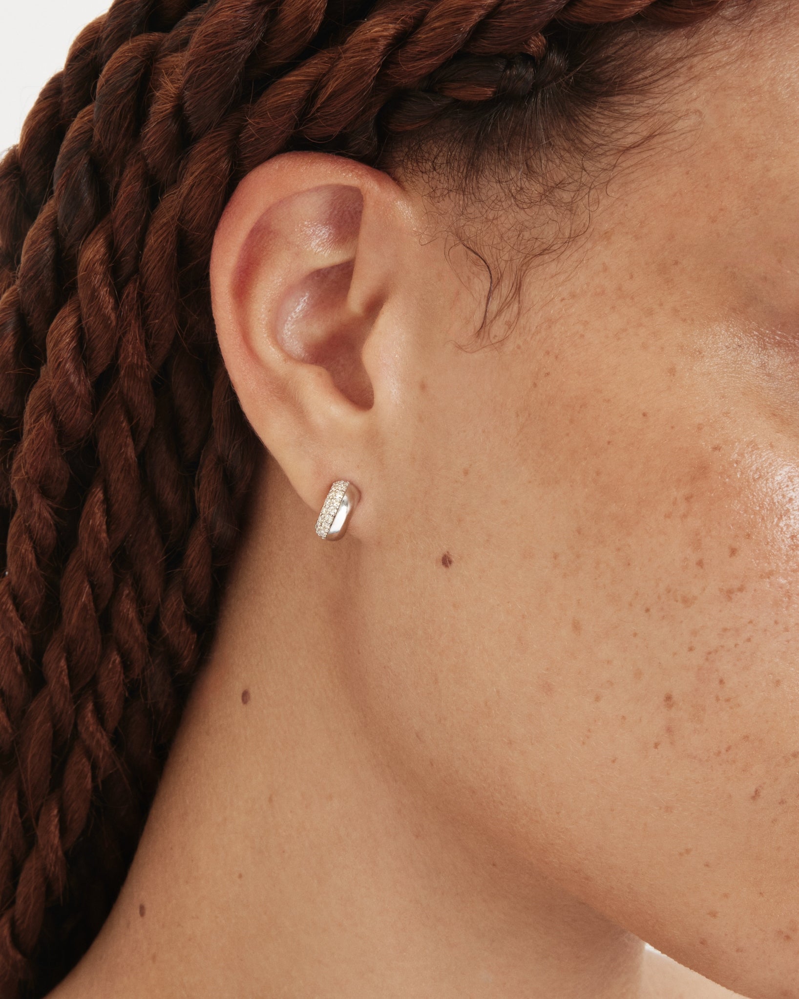 The Soleil Half Pavé Huggie Hoops