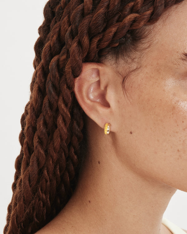 The Soleil Half Pavé Huggie Hoops