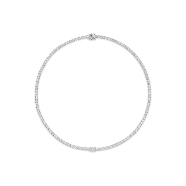 Top view of emerald tennis necklace