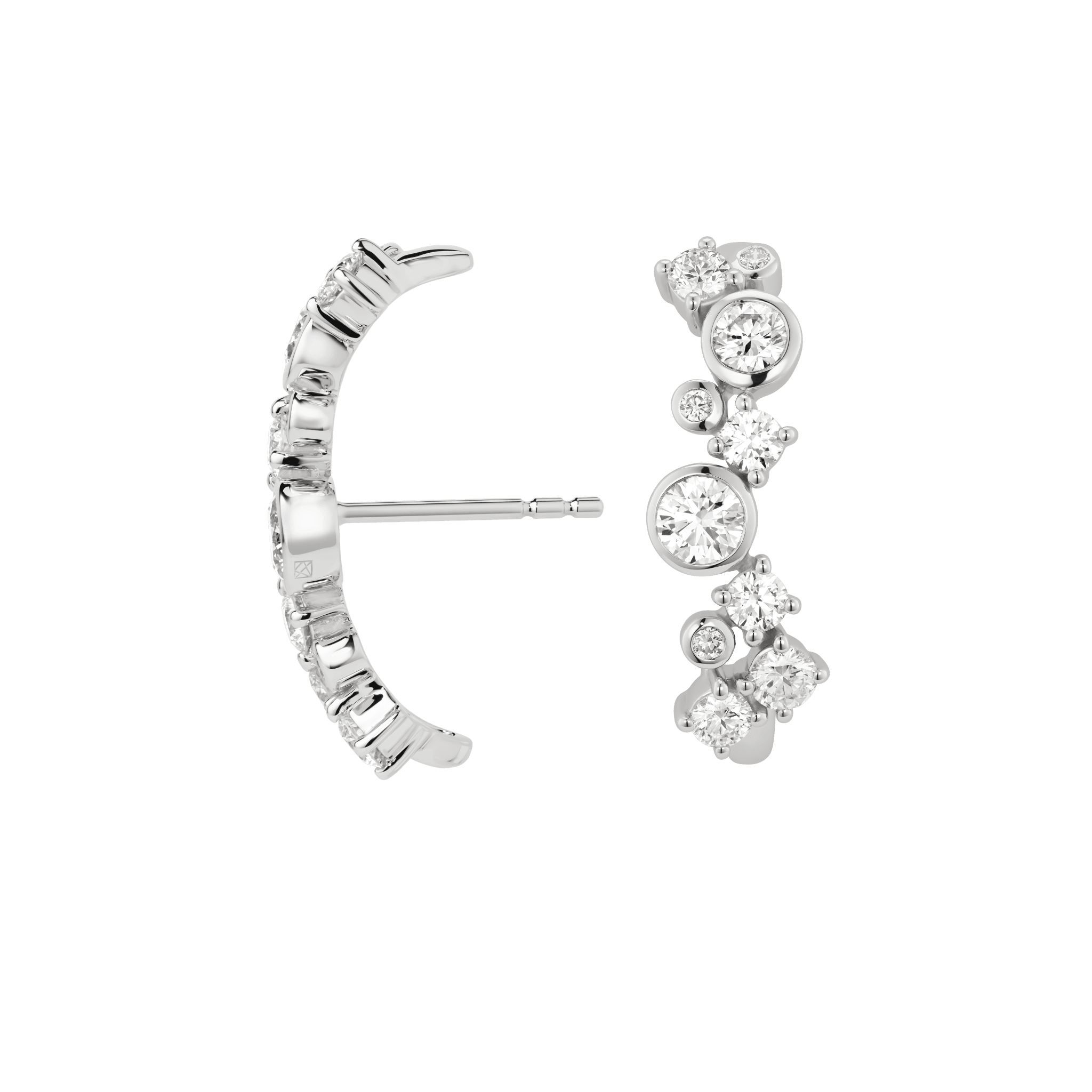 Profile view of the white gold downtown hoops