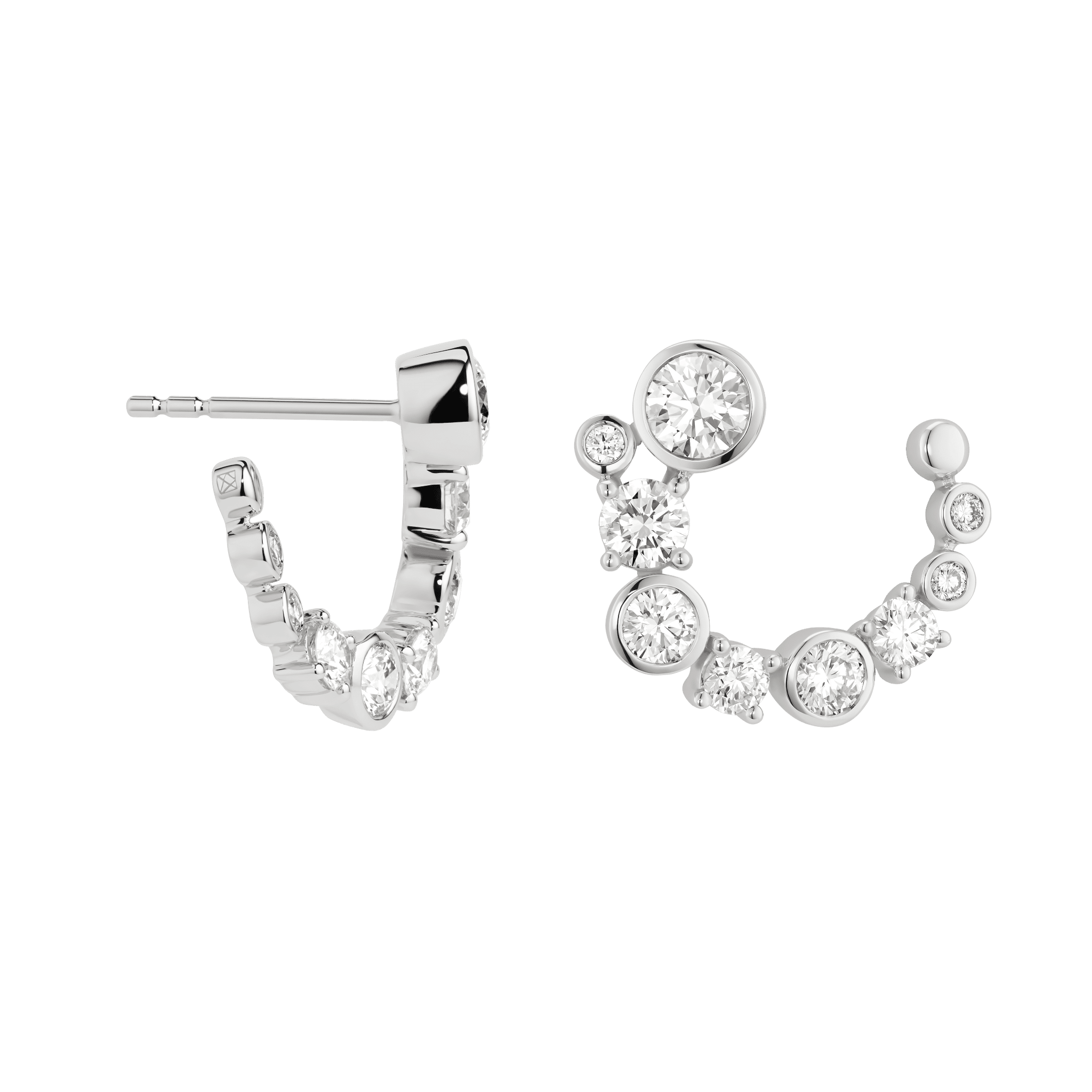 Profile view of the white gold Hawthorne  Hoops