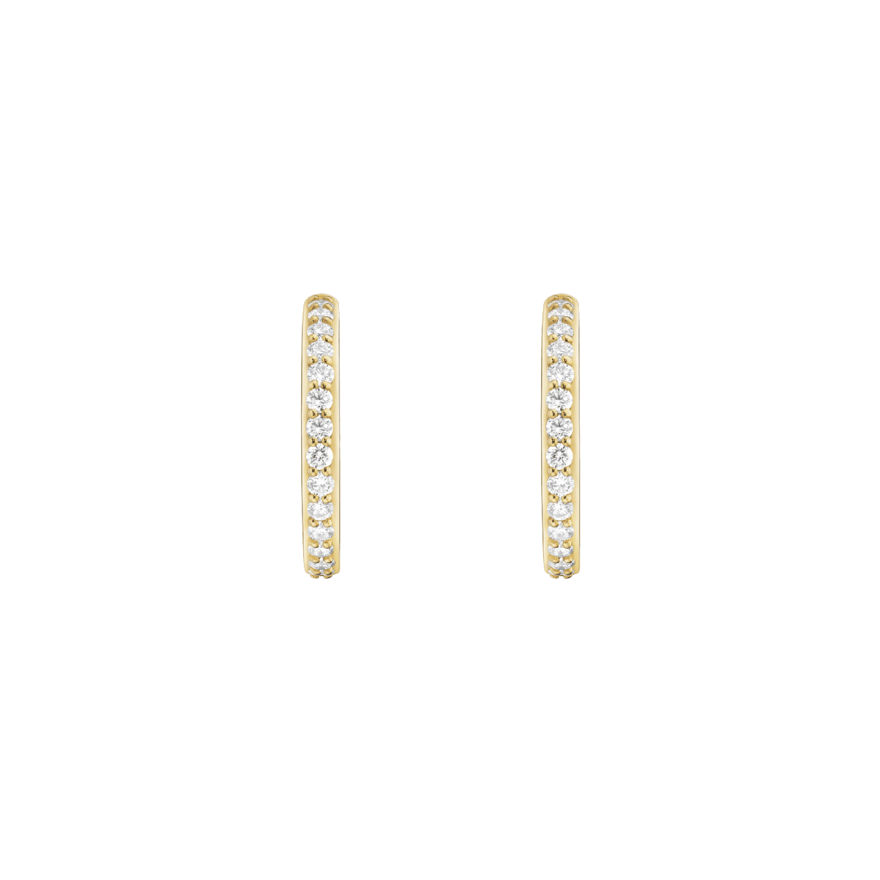 Front view yellow gold, medium pavé hoops