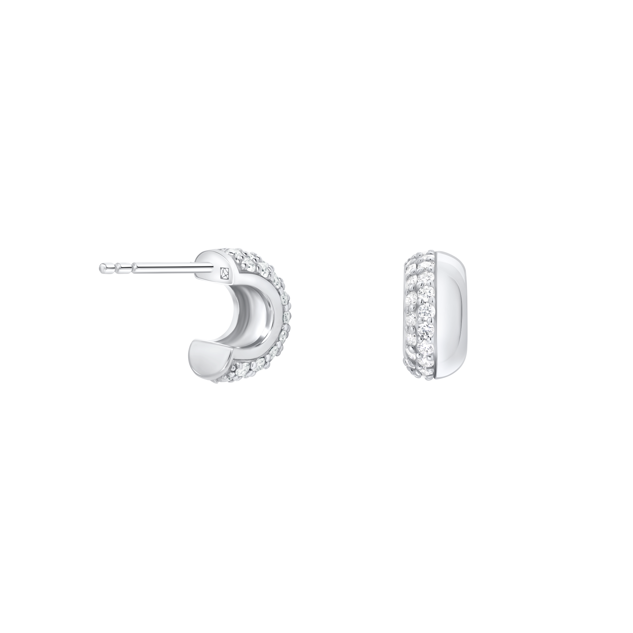 The Luna Half Pavé Huggie Hoops