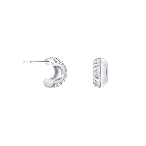 The Luna Half Pavé Huggie Hoops