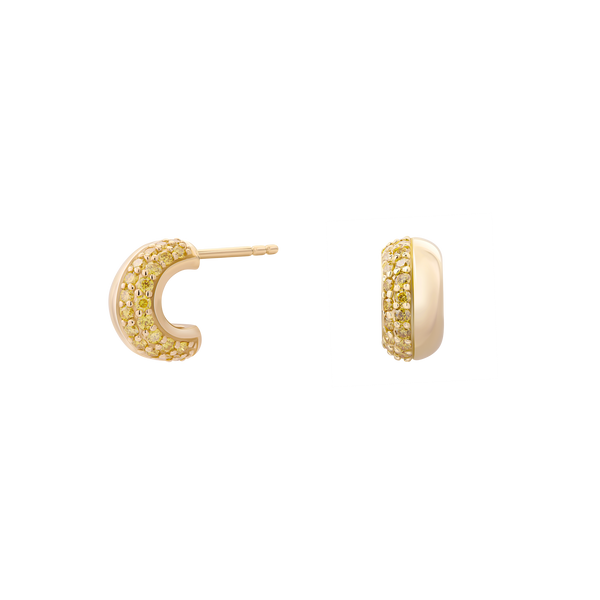 The Soleil Half Pavé Huggie Hoops