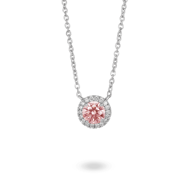Lab-Grown Diamond 1ct. tw. Halo 14k Gold Pendant | Pink - #Lightbox Jewelry#