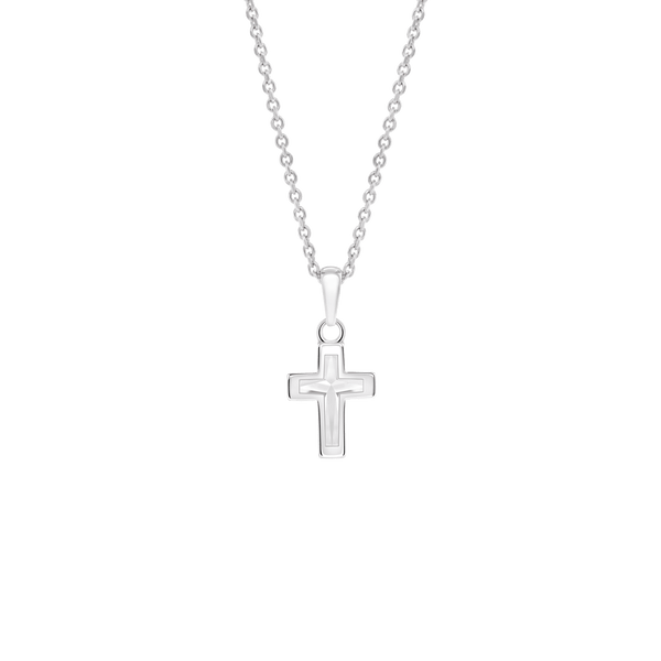 Back view of the cross cut pendant in white gold