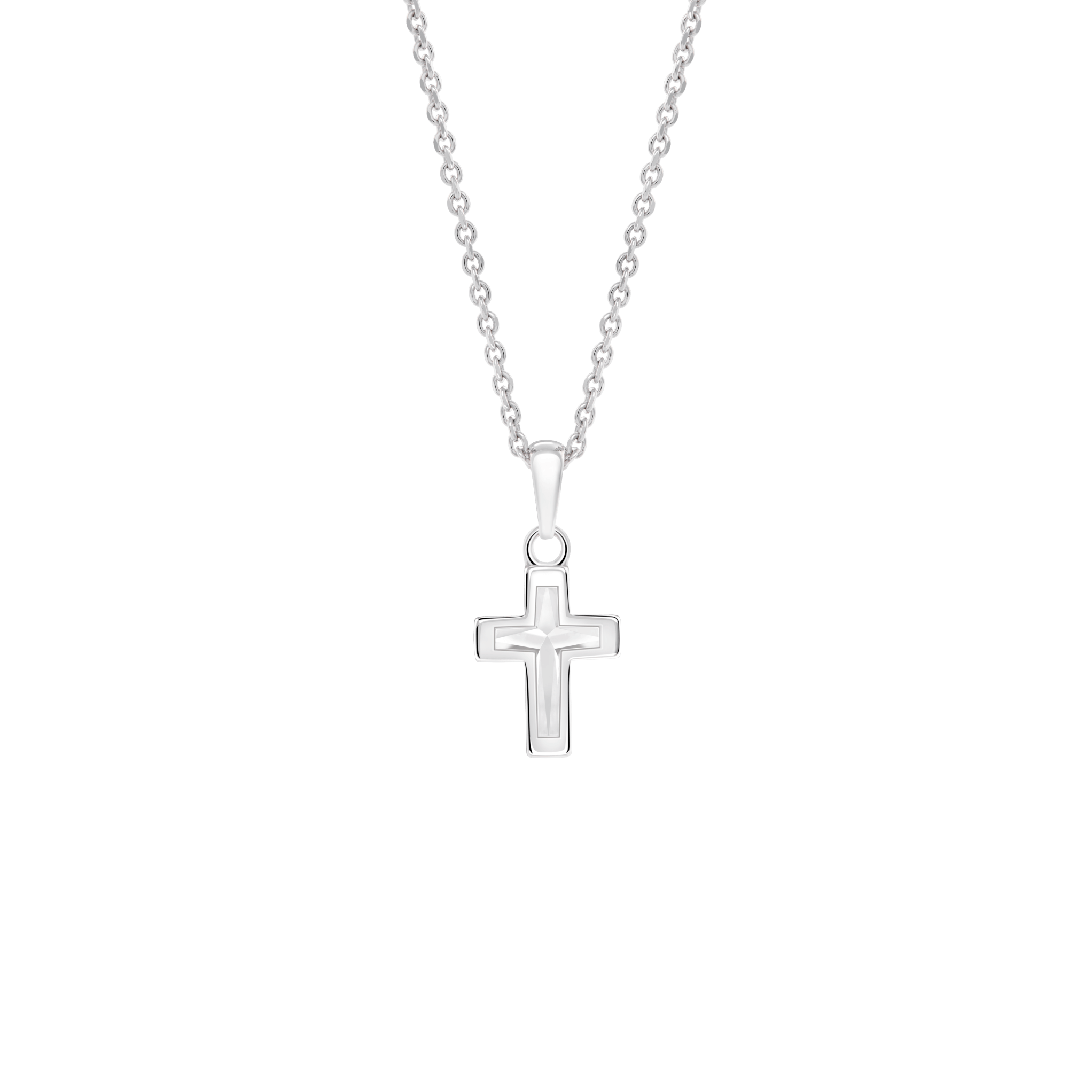 Back view of the cross cut pendant in white gold