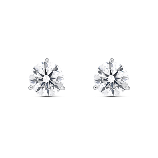 Front view of 5 carat total weight studs in white gold
