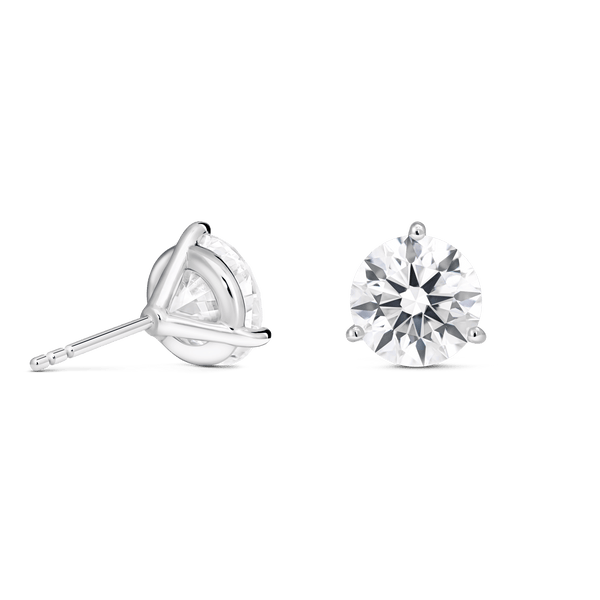 Back view of 5 carat total weight studs in white gold