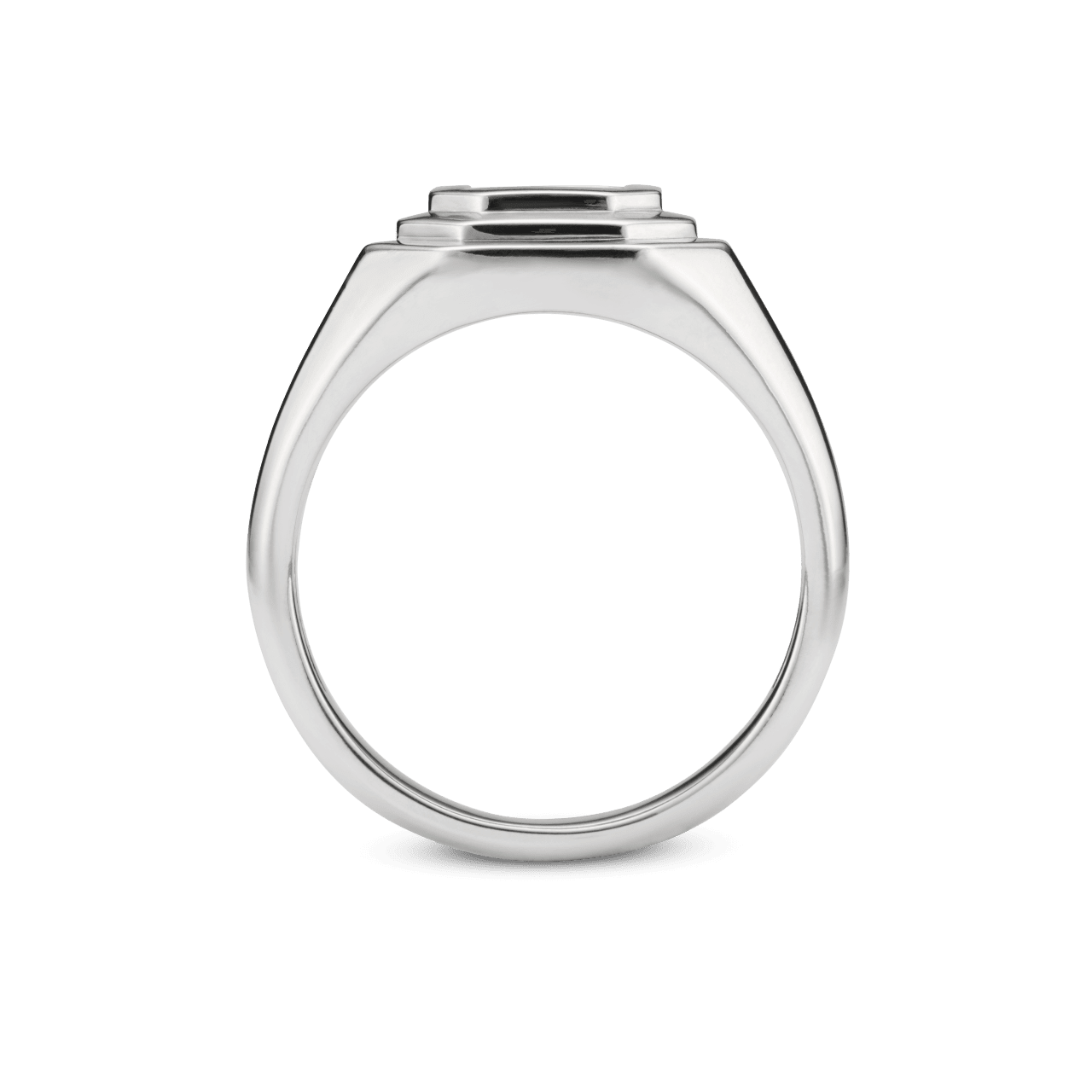 Profile view of the Lightbox Cut Collection ring in white gold