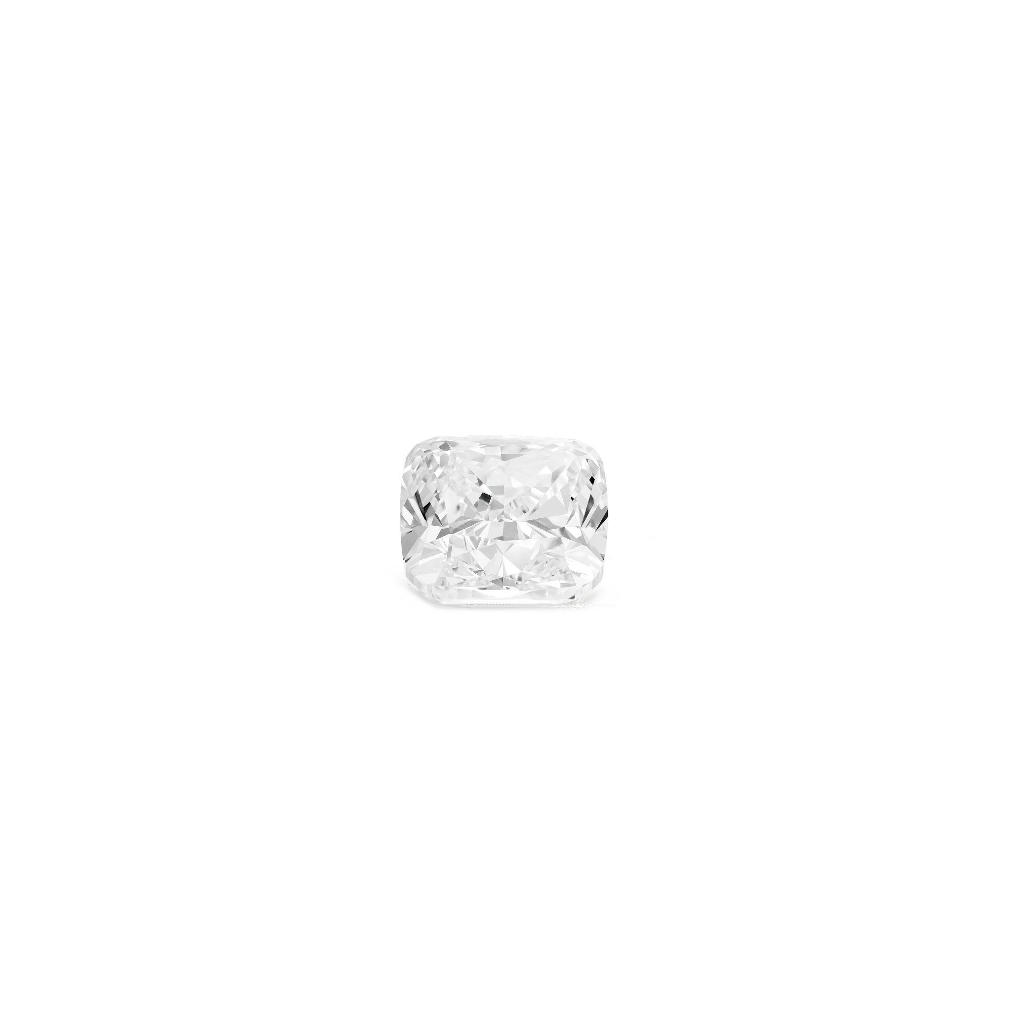 Front view of a 2.5 carat cushion cut lab-grown diamond