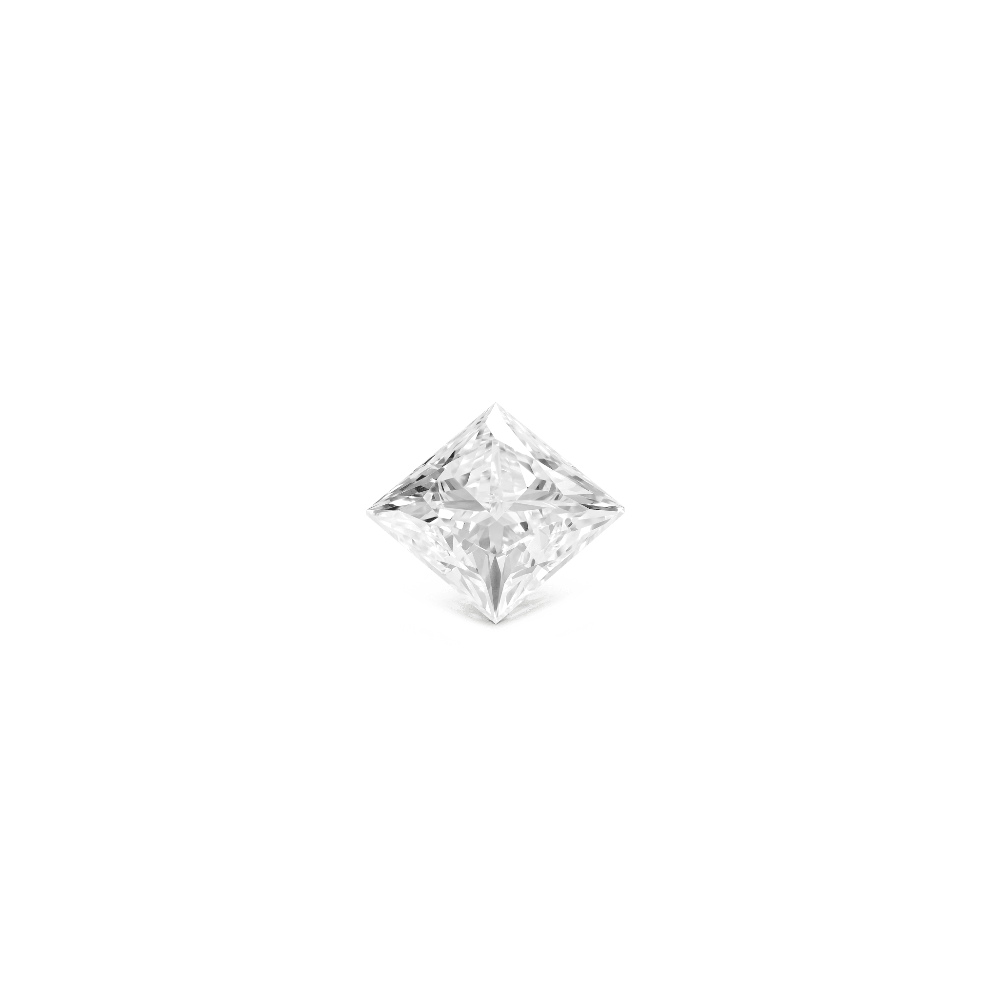 Front view of a 2.75 carat princess cut lab-grown diamond 